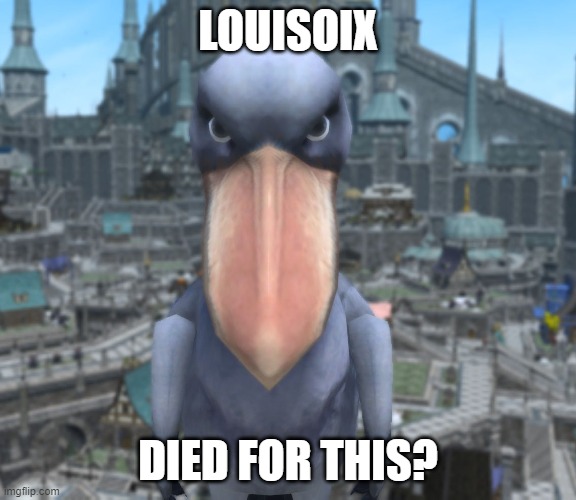 Louisoix died for this? | LOUISOIX; DIED FOR THIS? | image tagged in final fantasy | made w/ Imgflip meme maker