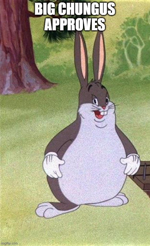 Big Chungus | BIG CHUNGUS APPROVES | image tagged in big chungus | made w/ Imgflip meme maker