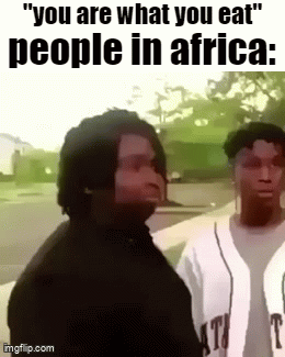 bouta get cancelled | "you are what you eat"; people in africa: | image tagged in gifs,memes,funny,racist,cancelled,relatable | made w/ Imgflip video-to-gif maker
