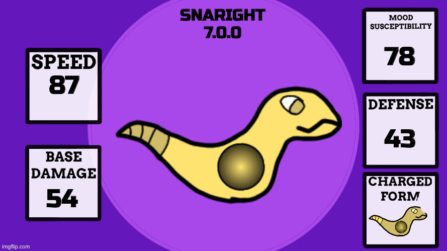 Snaright, the Light Starter | image tagged in erethorbs display template | made w/ Imgflip meme maker