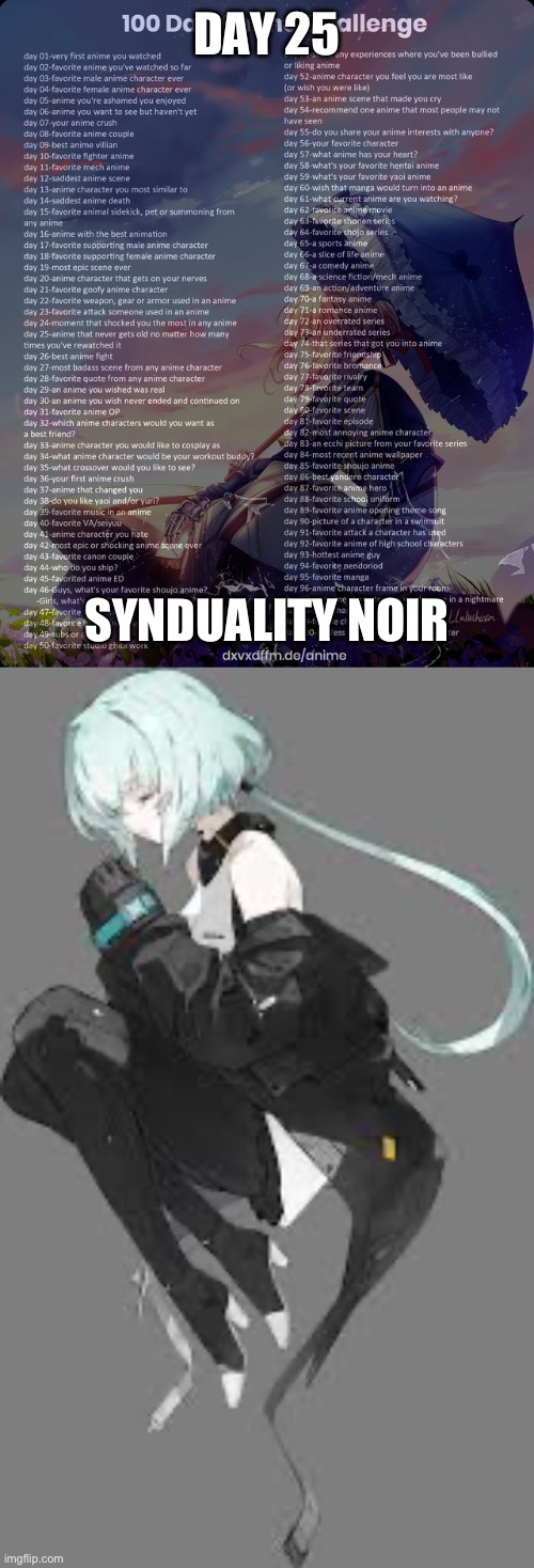 DAY 25; SYNDUALITY NOIR | image tagged in 100 day anime challenge | made w/ Imgflip meme maker