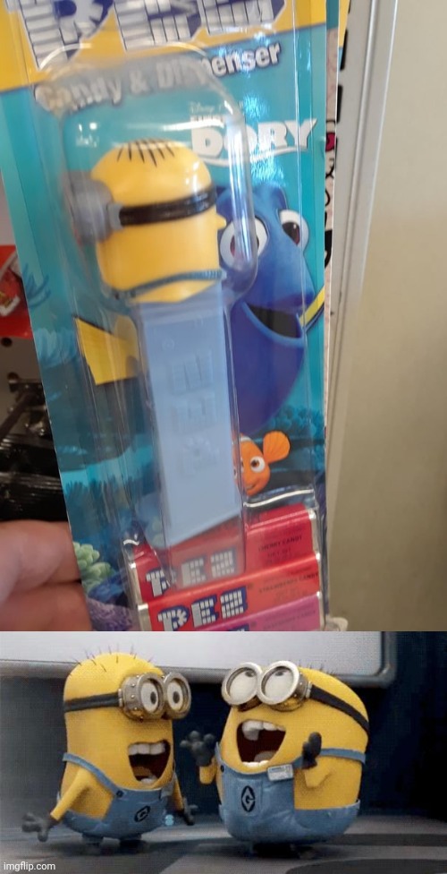 A Minion Pez instead of Finding Dory Pez | image tagged in memes,excited minions,finding dory,you had one job,minions,pez | made w/ Imgflip meme maker