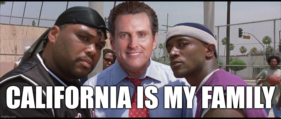 Gluckman Newsom | CALIFORNIA IS MY FAMILY | image tagged in california,governor | made w/ Imgflip meme maker