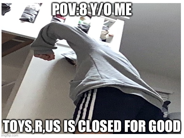 Nooooo toysRus ? | POV:8 Y/O ME; TOYS,R,US IS CLOSED FOR GOOD | image tagged in toys r us | made w/ Imgflip meme maker