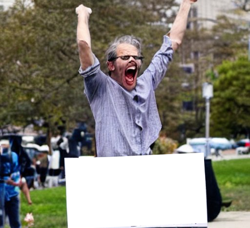 High Quality Angry Bigmouth Protester Blank Meme Template