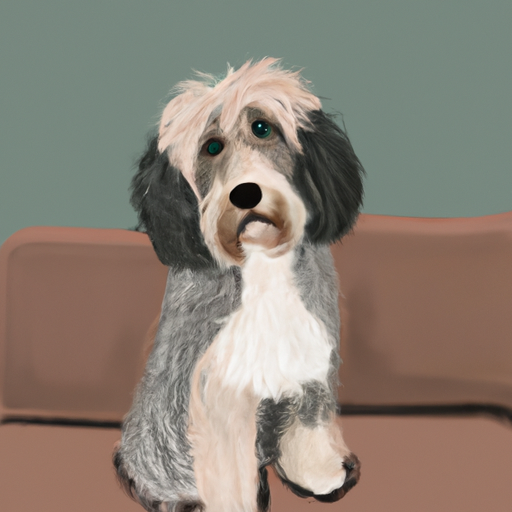 Cute Aussie doodle sitting on couch Blank Meme Template