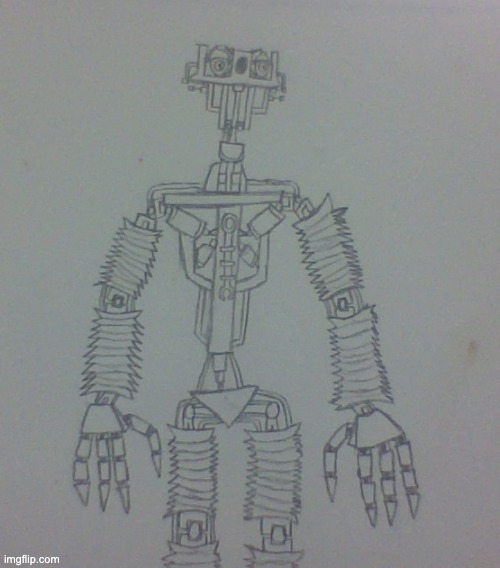 I was bored, so I drew an endoskeleton for the FNAI AU (Reupload) | image tagged in fnaf,drawing | made w/ Imgflip meme maker