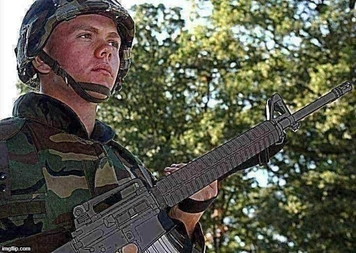 High Quality Eroican Soldier Welding an Colt M16A3 (2nd Better Version) Blank Meme Template