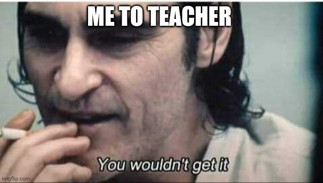 ME TO TEACHER | image tagged in you wouldn't get it | made w/ Imgflip meme maker