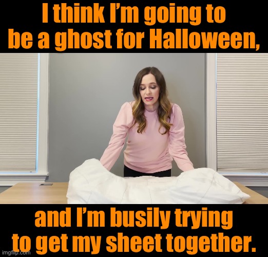 Ghost | I think I’m going to be a ghost for Halloween, and I’m busily trying to get my sheet together. | image tagged in bad pun | made w/ Imgflip meme maker