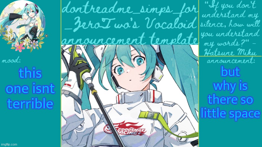 drm's vocaloid announcement temp | but why is there so little space; this one isnt terrible | image tagged in drm's vocaloid announcement temp | made w/ Imgflip meme maker