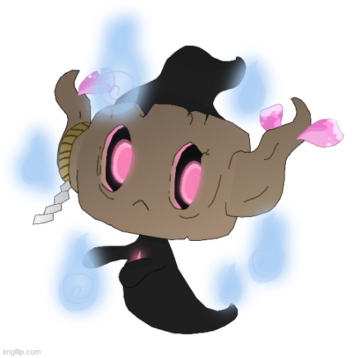 a concept of a gahsian phantump i work on at the moment, ghost/fairy :D | image tagged in pokemon | made w/ Imgflip meme maker