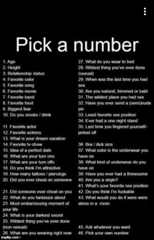 . | image tagged in pick a number | made w/ Imgflip meme maker