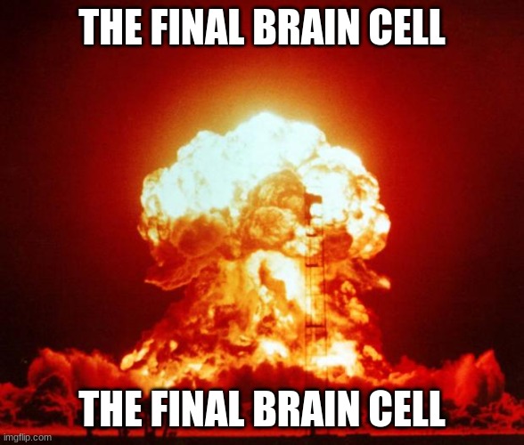 Nuke | THE FINAL BRAIN CELL; THE FINAL BRAIN CELL | image tagged in nuke | made w/ Imgflip meme maker