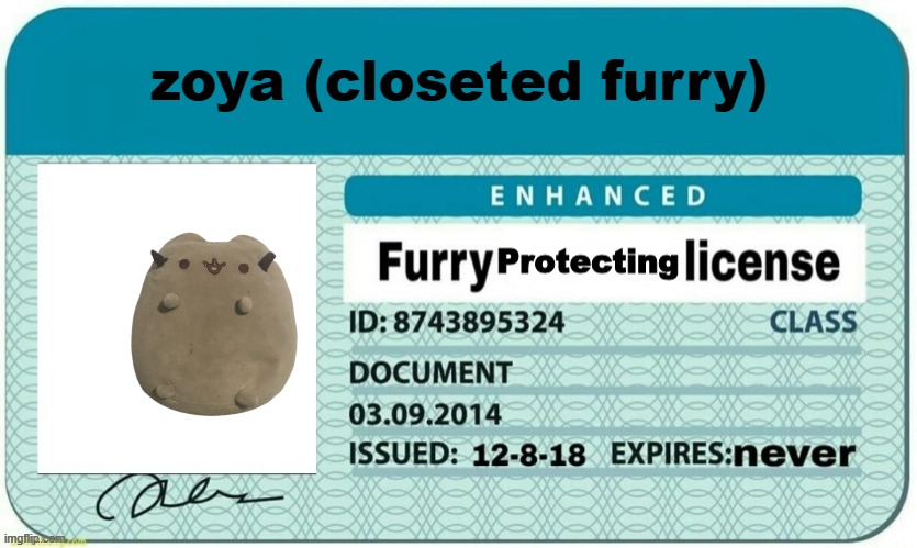 I LOVETHIS TEMPLATE | zoya (closeted furry) | image tagged in furry protecting licence | made w/ Imgflip meme maker