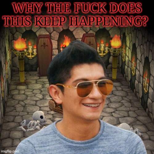 Animal crossing basement | WHY THE FUCK DOES THIS KEEP HAPPENING? | image tagged in animal crossing basement | made w/ Imgflip meme maker