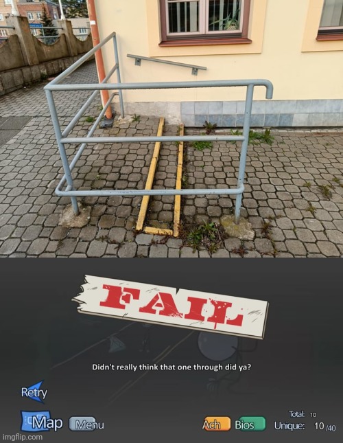 Handrail and stairs | image tagged in didn't really think,handrail,stairs,blocked,you had one job,memes | made w/ Imgflip meme maker