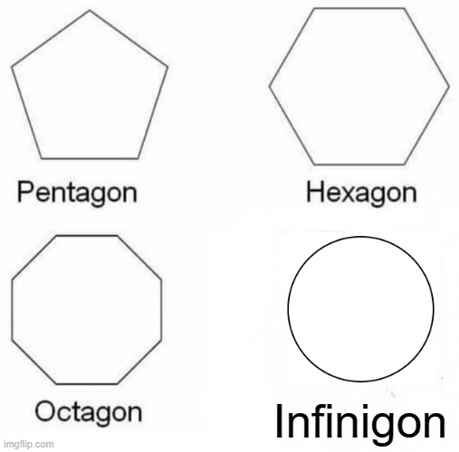 Pentagon Hexagon Octagon | Infinigon | image tagged in memes,pentagon hexagon octagon | made w/ Imgflip meme maker