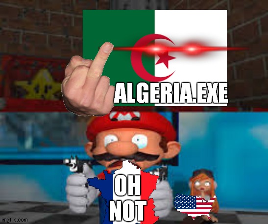 algeria.EXE | ALGERIA.EXE; OH NOT | image tagged in survived beeg smg4,sonic exe | made w/ Imgflip meme maker
