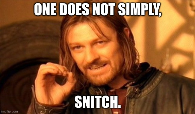 One Does Not Simply | ONE DOES NOT SIMPLY, SNITCH. | image tagged in memes,one does not simply | made w/ Imgflip meme maker