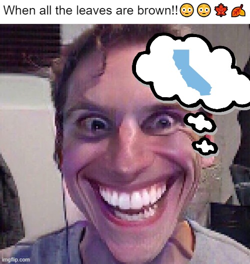 california dreamin' is a pretty good song imo | When all the leaves are brown!!😳😳🍁🍂 | image tagged in when the imposter is sus,jerma,among us,california,song lyrics,memes | made w/ Imgflip meme maker