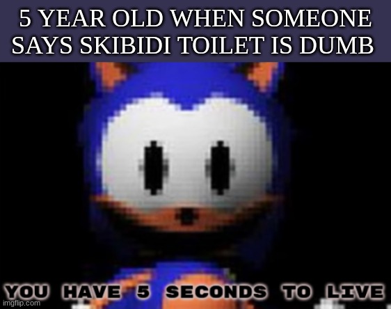 idk | 5 YEAR OLD WHEN SOMEONE SAYS SKIBIDI TOILET IS DUMB | image tagged in mr needlemouse | made w/ Imgflip meme maker