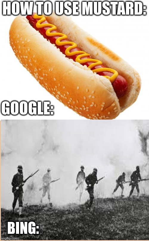 Why does bing do this? | HOW TO USE MUSTARD:; GOOGLE:; BING: | image tagged in hotdog,funny,memes | made w/ Imgflip meme maker