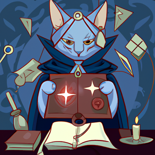 Cat Wizard summoning demons with a grimoire book Blank Meme Template