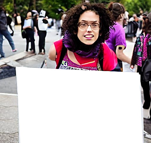 High Quality Big Sign Feminist Protester Blank Meme Template