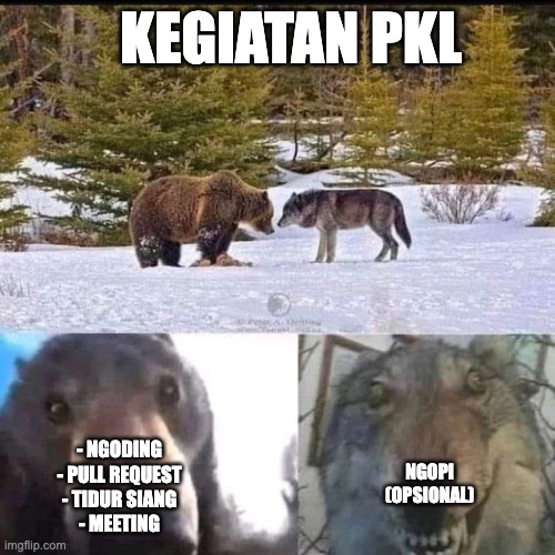 Internship Activity | KEGIATAN PKL; - NGODING
- PULL REQUEST
- TIDUR SIANG
- MEETING; NGOPI
(OPSIONAL) | image tagged in funny | made w/ Imgflip meme maker