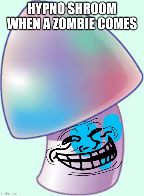 hypno shroom | HYPNO SHROOM WHEN A ZOMBIE COMES | image tagged in hypno shroom | made w/ Imgflip meme maker