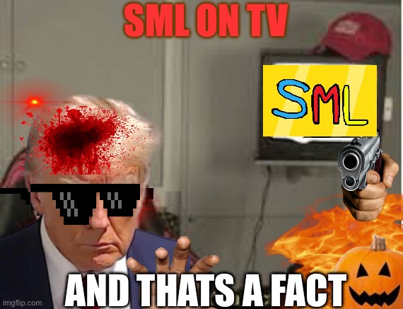 Donald trump is watching SuperMarioLogan!!!!!!! | SML ON TV; AND THATS A FACT | image tagged in and thats a fact | made w/ Imgflip meme maker
