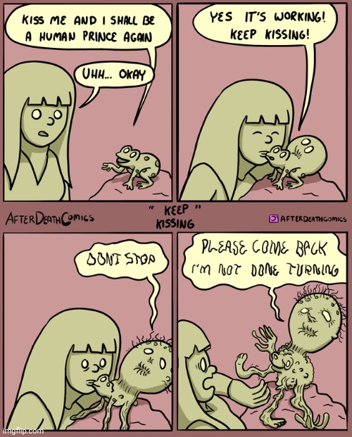 The Prince, eww | image tagged in prince,comics,comics/cartoons,frog,kiss,kissing | made w/ Imgflip meme maker