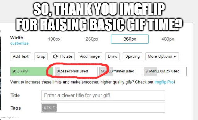 24 Seconds? | SO, THANK YOU IMGFLIP FOR RAISING BASIC GIF TIME? | image tagged in imgflip | made w/ Imgflip meme maker