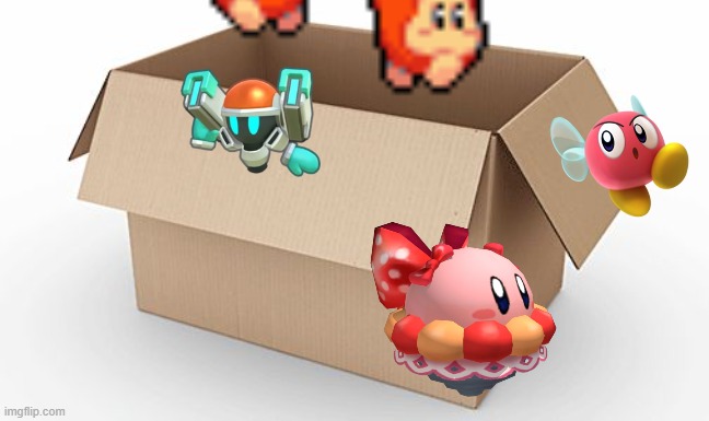 box of kirby enemies | image tagged in empty cardboard box | made w/ Imgflip meme maker