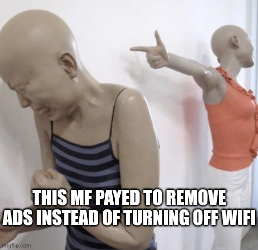 This mf paid for Twitter meme format | THIS MF PAYED TO REMOVE ADS INSTEAD OF TURNING OFF WIFI | image tagged in this mf paid for twitter meme format | made w/ Imgflip meme maker