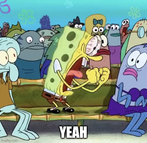 Spongebob Yelling | YEAH | image tagged in spongebob yelling | made w/ Imgflip meme maker