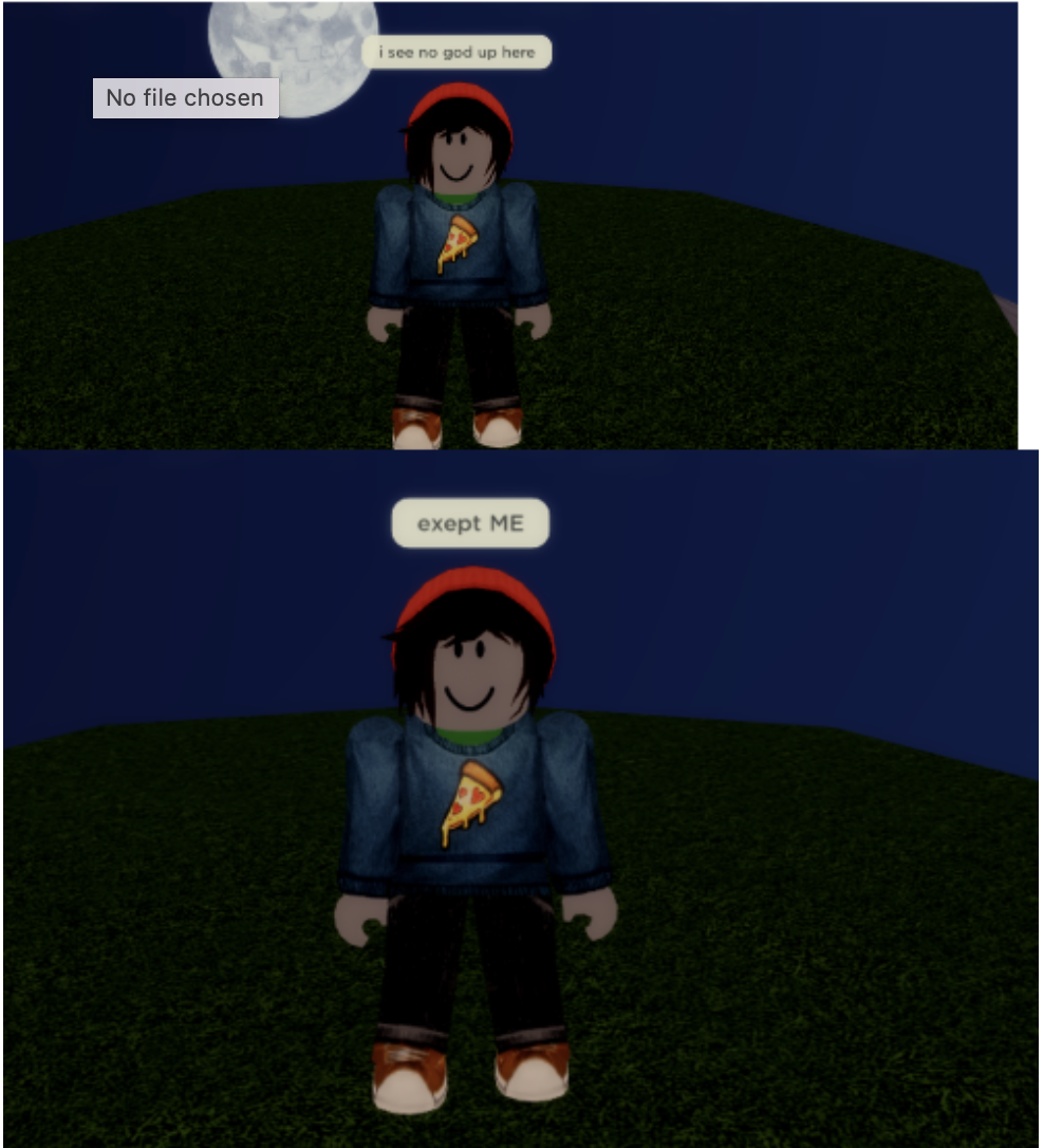 High Quality Roblox I see no god up here Blank Meme Template