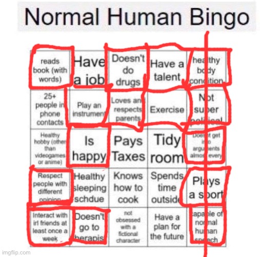 Bingo | image tagged in normal human bingo,bingo | made w/ Imgflip meme maker
