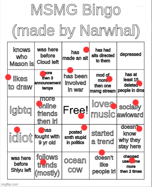 I like to draw but I suck at it | image tagged in msmg bingo | made w/ Imgflip meme maker