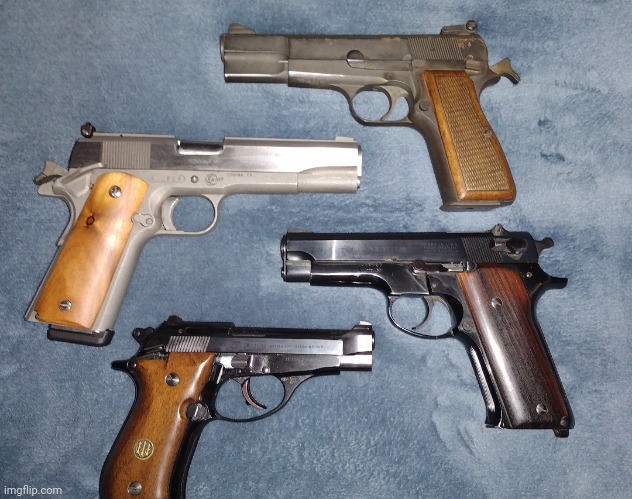 4 semi-auto pistols | image tagged in 4 semi-auto pistols | made w/ Imgflip meme maker