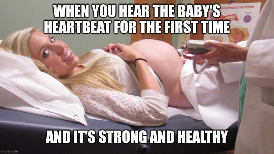 pregnant heartbeat | WHEN YOU HEAR THE BABY'S HEARTBEAT FOR THE FIRST TIME; AND IT'S STRONG AND HEALTHY | image tagged in pregnant heartbeat,baby,strong,healthy | made w/ Imgflip meme maker