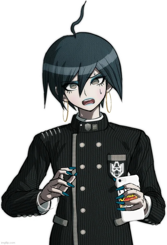 posting cursed danganronpa images until a new game or anime releases day 3: hot cheeto girl Shuichi | image tagged in danganronpa | made w/ Imgflip meme maker