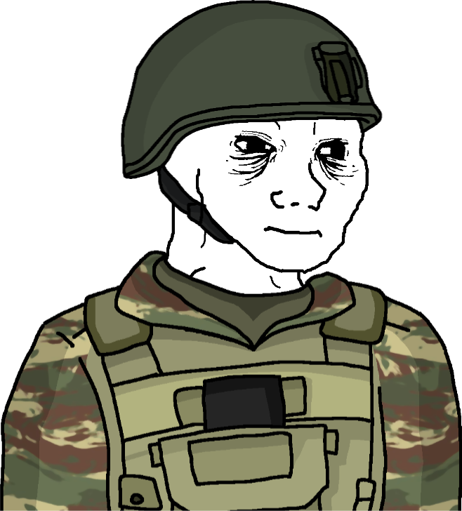 Wojak Distressed Eroican Soldier-Defendant Blank Meme Template