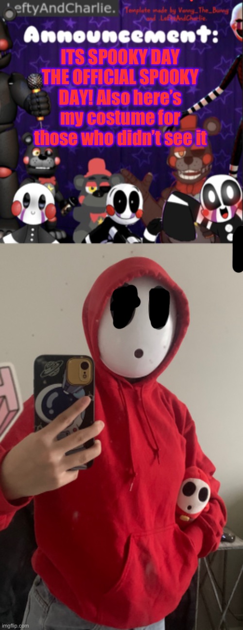 Eyes blurred out cuz you can see my massive frikin forehead through em | ITS SPOOKY DAY THE OFFICIAL SPOOKY DAY! Also here’s my costume for those who didn’t see it | image tagged in lefte temp | made w/ Imgflip meme maker