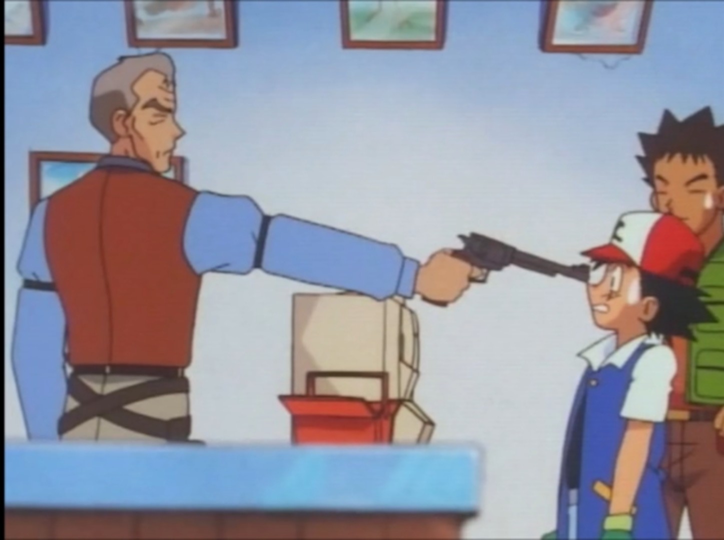 gun pointed at Ash Blank Meme Template