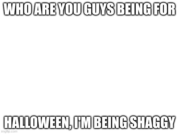 Sup | WHO ARE YOU GUYS BEING FOR; HALLOWEEN, I'M BEING SHAGGY | image tagged in halloween | made w/ Imgflip meme maker