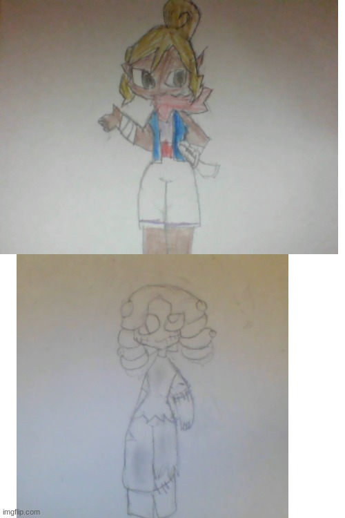 First image is me cosplaying as Tetra from Wind Waker, second image is a new oc | made w/ Imgflip meme maker