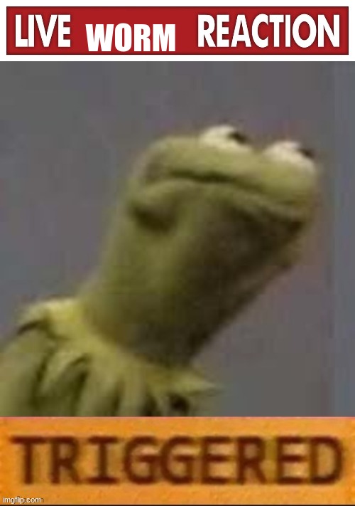 WORM | image tagged in live x reaction,kermit triggered | made w/ Imgflip meme maker