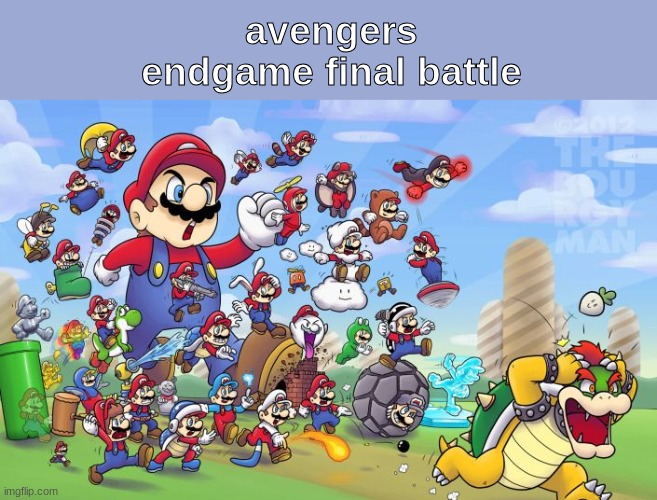 Mario Army | avengers endgame final battle | image tagged in mario army | made w/ Imgflip meme maker